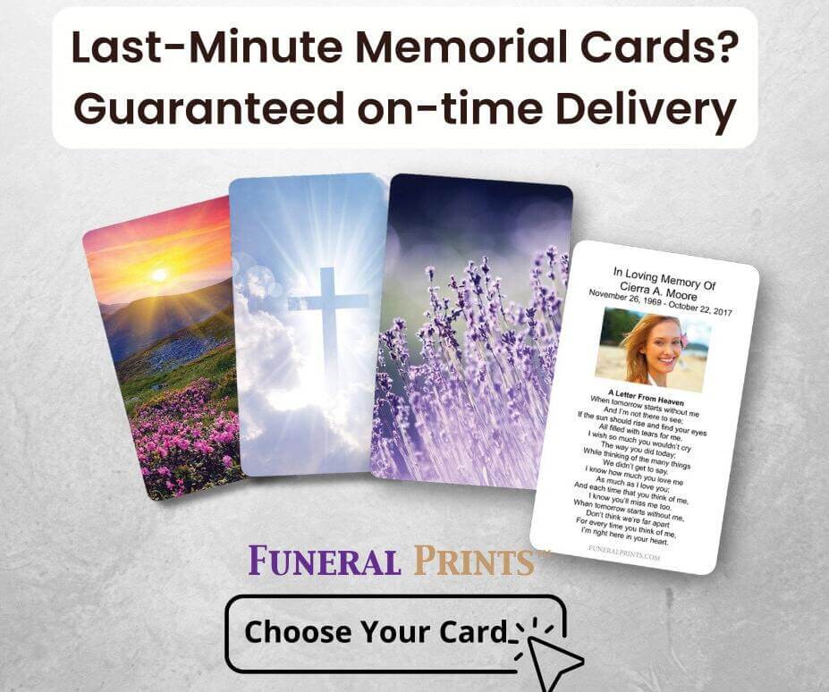 Last-Minute Memorial Cards? Guaranteed on-time Delivery