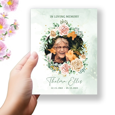 Show details for Multi Gold Floral Funeral Program 