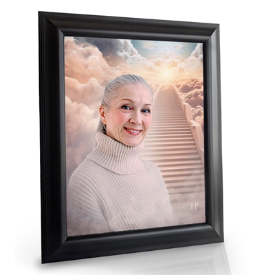 Show details for Framed Memorial Portrait - Heavenly Journey Background