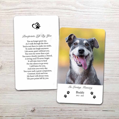 Show details for Paw Print Memorial Card