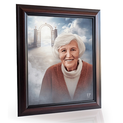 Show details for Framed Memorial Portrait - Heaven Lifescape Background