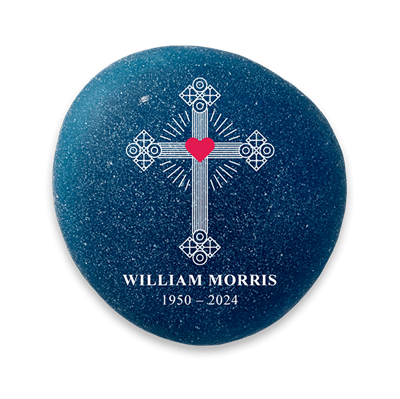 Show details for Frosted Dark Blue Cross Memorial Stones