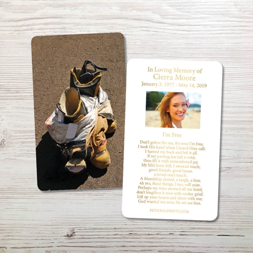 Picture of Fireman Boots Gold Foil Memorial Card