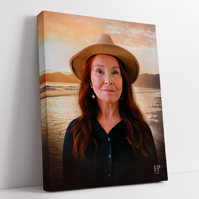 Show details for Wrapped Canvas Memorial Portrait - Tidal Tapestry Lifescapes Background