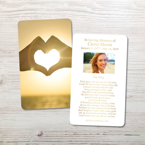 Picture of Heart Hands Gold Foil Memorial Card