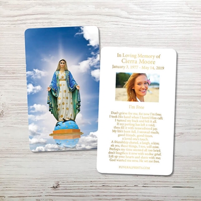 Picture of Virgin Mary Gold Foil Memorial Card