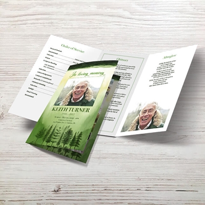 Show details for Green Scenery Watercolor Trifold Program 