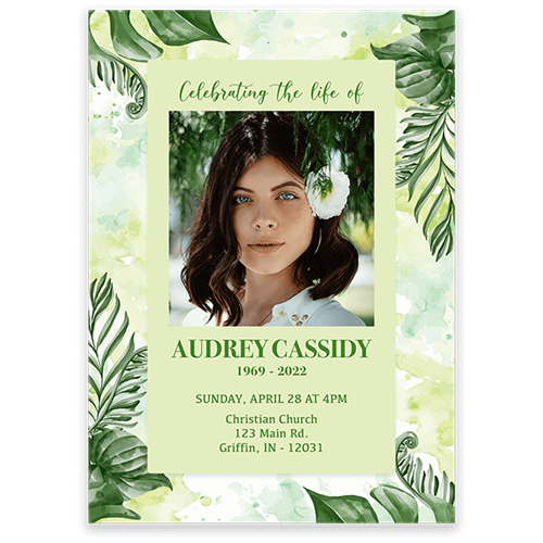 Show details for Green Leaf Watercolor Invitation