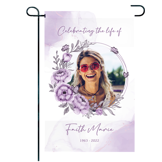 Show details for Purple Floral Garden Flag