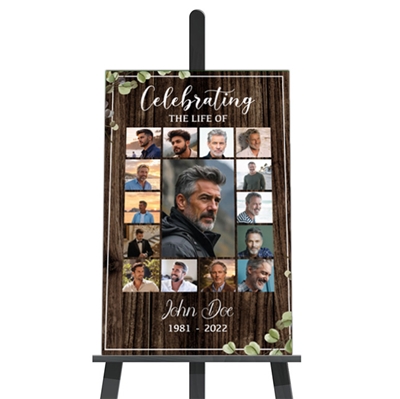 Show details for Rustic Brown Collage Funeral Poster