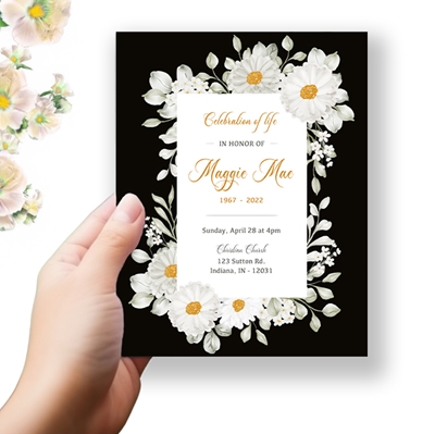 Show details for White Floral Funeral Program 