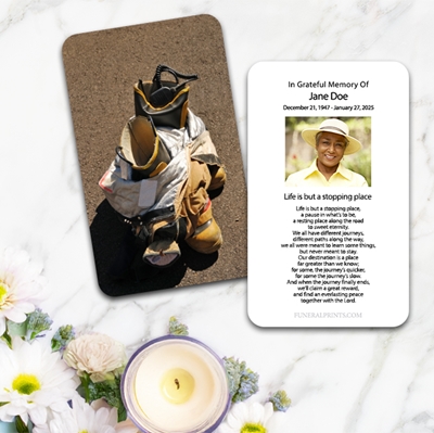 Show details for Fireman Boots Large Memorial Card (3" x 4.75")