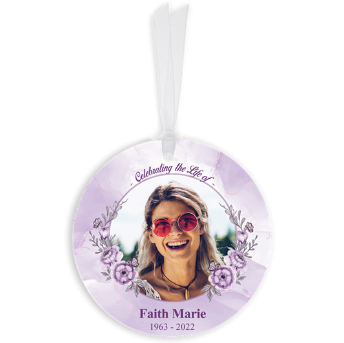 Show details for Purple Floral Circle Ornaments