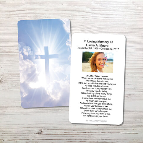 Show details for Cross in Clouds Memorial Card