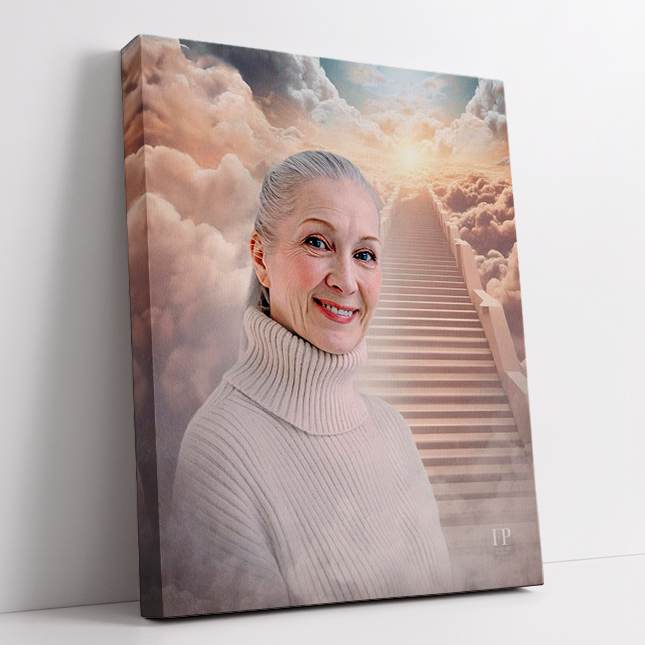 Show details for Wrapped Canvas Memorial Portrait - Heavenly Journey Background