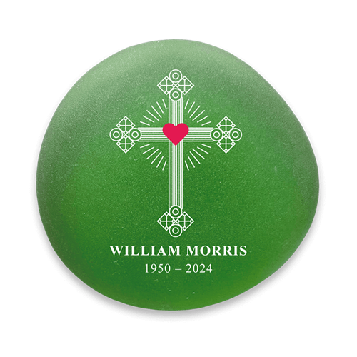 Picture of Frosted Green Cross Memorial Stone