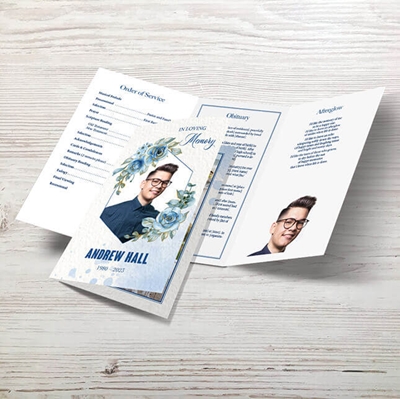 Show details for Blue Floral Memorial Package