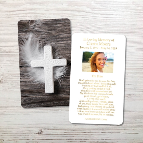 Picture of Cross & Feather Gold Foil Memorial Card