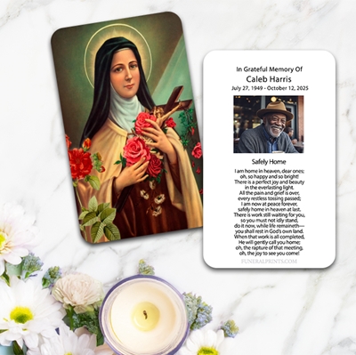 Show details for St. Therese Large Memorial Card (3" x 4.75")