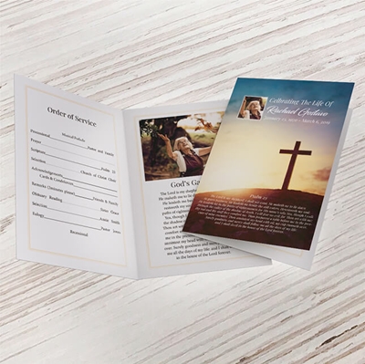 Show details for Rising Cross Funeral Program 