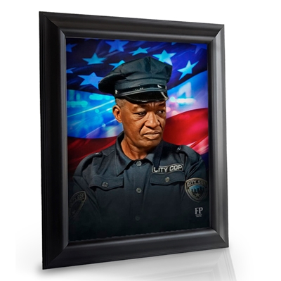 Show details for Framed Memorial Portrait - Fallen Guardian Lifescape Background