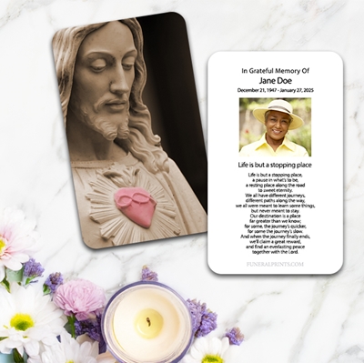 Show details for Sacred Heart Large Memorial Card (3" x 4.75")