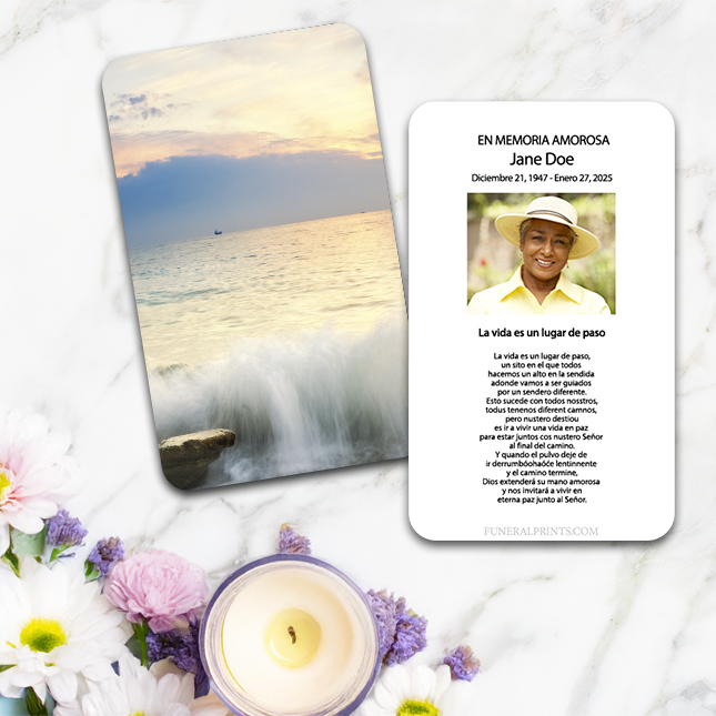 Show details for Morning Ocean Spanish Prayer Card