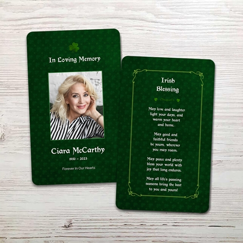 Show details for Irish Blessing Shamrock Memorial Card