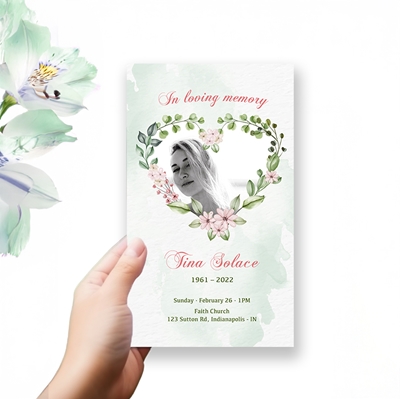 Show details for Heart Floral Trifold Program 