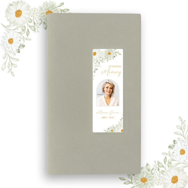 Show details for White Floral Border Guest Book - Gray