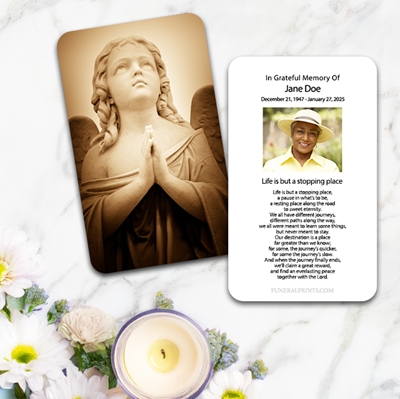 Show details for Sepia Angel Spanish Prayer Card
