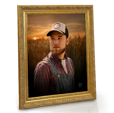 Show details for Framed Memorial Portrait - Golden Harvest Lifescape Background