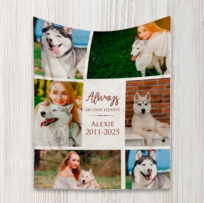 Show details for Always In Our Hearts Pet Photo Collage Blanket