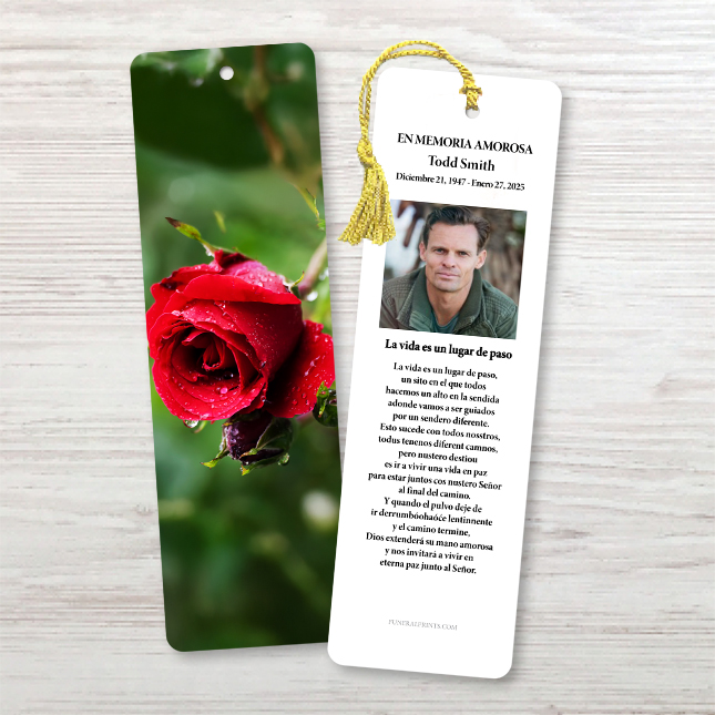 Show details for Red Rose Spanish Bookmark