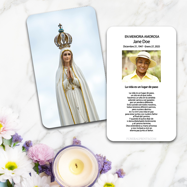 Show details for Our Lady Fatima 2 Spanish Prayer Card