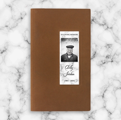 Show details for White Marble Guest Book - Brown