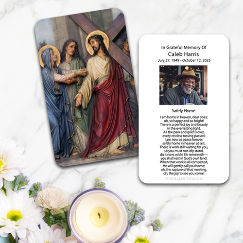 Show details for Jesus Carrying Cross Large Memorial Card (3" x 4.75")