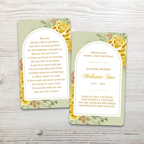 Picture of Yellow Floral Border Memorial Card
