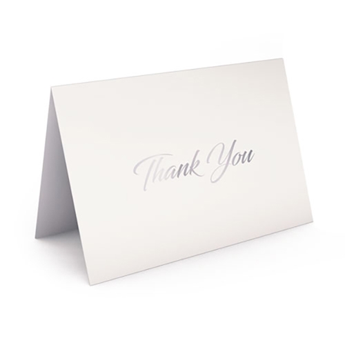 Show details for White with Silver Foil Thank You Card