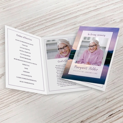 Show details for Purple Sunset Funeral Program 