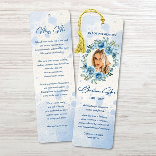 Show details for Blue Round Floral Bookmark