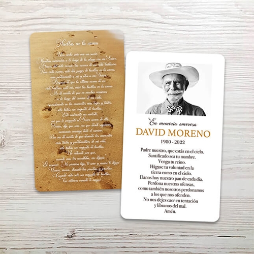 Picture of Foot Prints Spanish Memorial Card