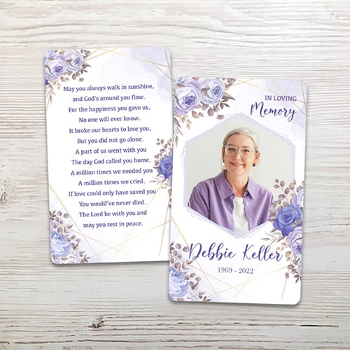 Picture of Purple Gold Floral Memorial Card