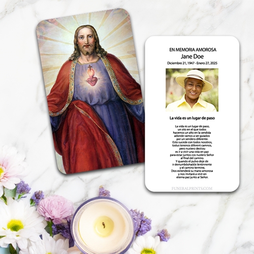 Show details for Jesus Sacred Heart Spanish Prayer Card