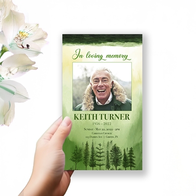 Show details for Green Scenery Watercolor Trifold Program 