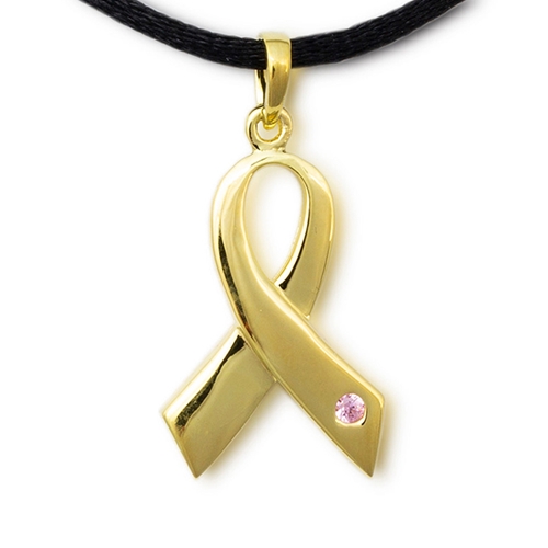 Show details for Breast Cancer Ribbon Cremation Pendant - Gold