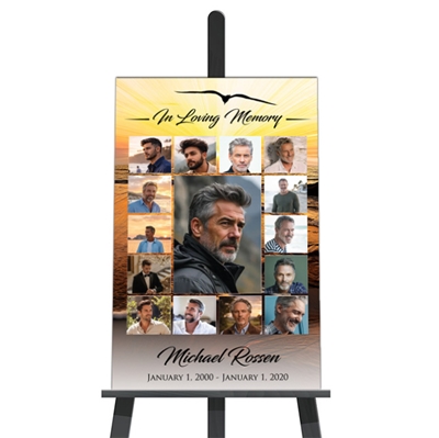 Show details for Sunset Seagull Collage Funeral Poster