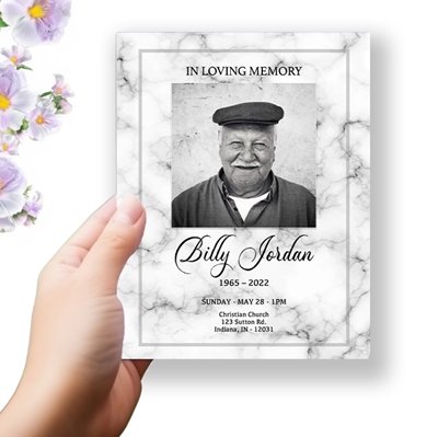 Show details for White Marble Funeral Program 