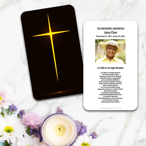 Show details for Glowing Cross Spanish Prayer Card