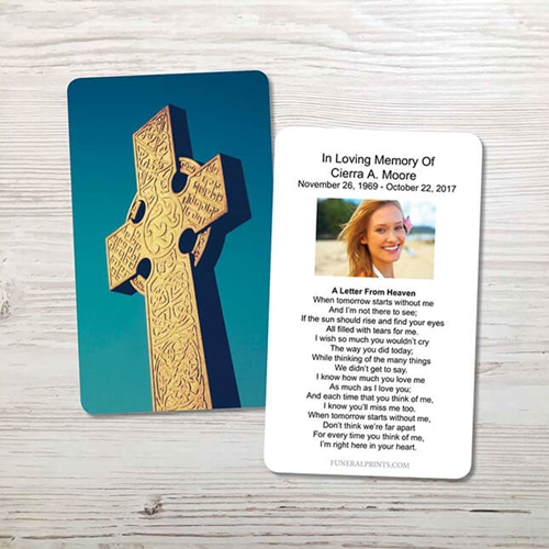Picture of Celtic Cross Blue Sky 2 Memorial Card